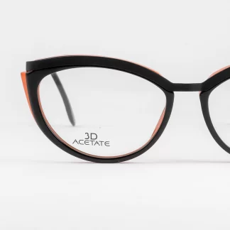 Plastikowe metalowe oprawki damskie kocie oczy okulary polski producent liw lewant czarno-pomarańczowe plastikowe metalowe kocie oczy okulary damskie liw lewant modne odważne