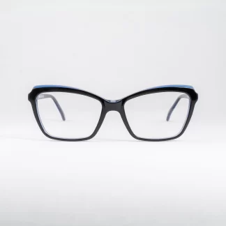 Plastikowe oprawki damskie kocie oczy okulary binokl granatowe niebieskie z tworzywa sztucznego