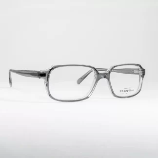 Plastikowe oprawki męskie prostokątne okulary dekoptica szare transparentne tworzywo sztuczne prostokątne