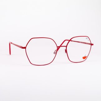 oprawa damska czerwona oooczy metal pop Indigo sześciokąt lodz optyk łódź
