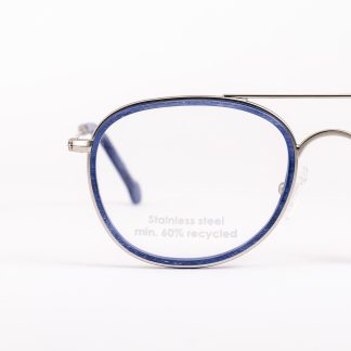 eko okulary ekologiczne oprawki aviator oprawa unisex biodegradowalne pilotki oooczy Monkeyglasses niebieskie srebrne oryginalne ciekawe recykling z recyklingu modne trendy