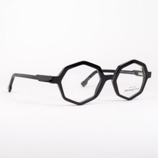 okulary damskie designerskie oprawki oryginalne ciekawe wielokątne ośmiokątne czarne kółka techno oprawa mała polski producent Dekoptica okulary korekcyjne oooczy optyk online