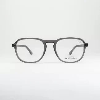 nowoczesne oprawki męskie Dekoptica szare semi transparente designerskie okulary korekcyjne plastikowe aviator duże tarcze modne okulary ciekawe nietypowe minimalistyczne
