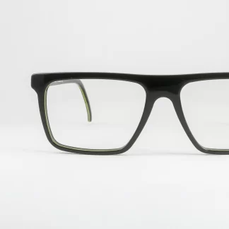 szare oprawki męskie wyraziste oryginalne okulary Binokl z zielonym techno designerskie modne ciekawe