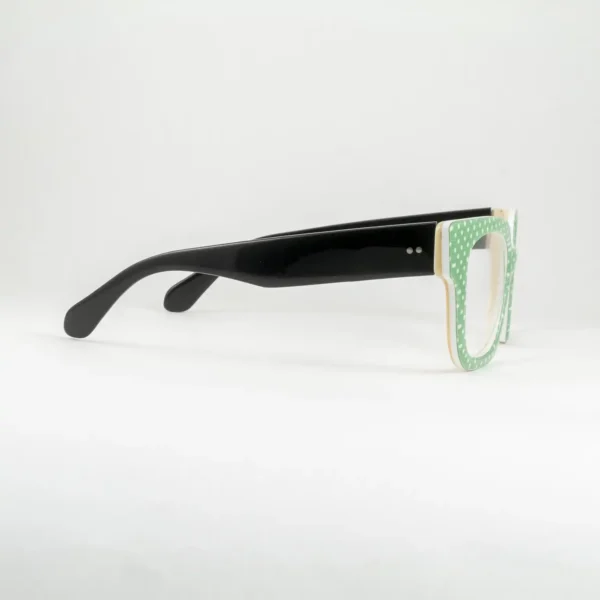 zielone oprawki damskie Bodyych retro okulary kwadratowe w kropki kolorowe w groszki oryginalne nietypowe wyraziste