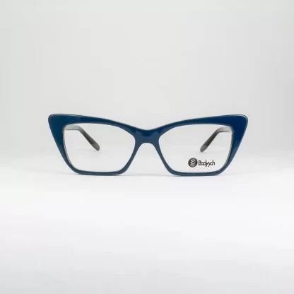 turkusowe oprawki kocie Bodyych kolorowe okulary damskie designerskie odważne wyraziste