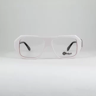 białe oprawki aviator Bodyych designerskie okulary modne plastikowe techno trendy oryginalne
