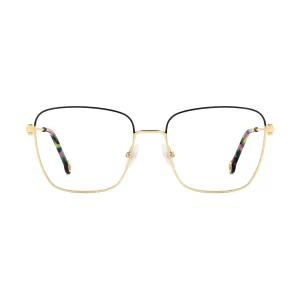 oprawki damskie Carolina Herrera HER 0301 2M2 prostokątne czarno-złote okulary korekcyjne eleganckie szykowne