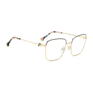 oprawki damskie Carolina Herrera HER 0301 2M2 prostokątne czarno-złote okulary korekcyjne eleganckie szykowne