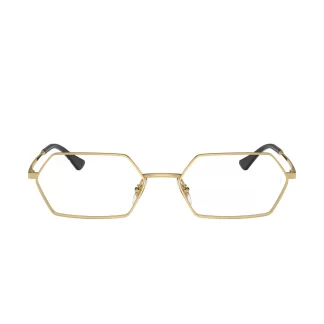 oprawki ray ban 6528 2500 YEVI złote sześciokątne okulary korekcyjne nowoczesne trendy y2k